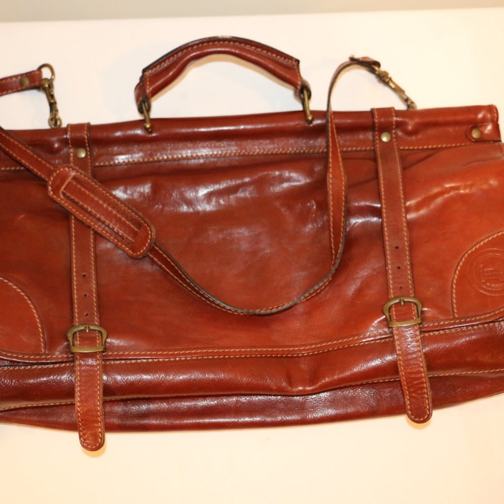 Pelletterie Firenze Vintage Messenger Saddle Laptop Bag Italian Leather‎